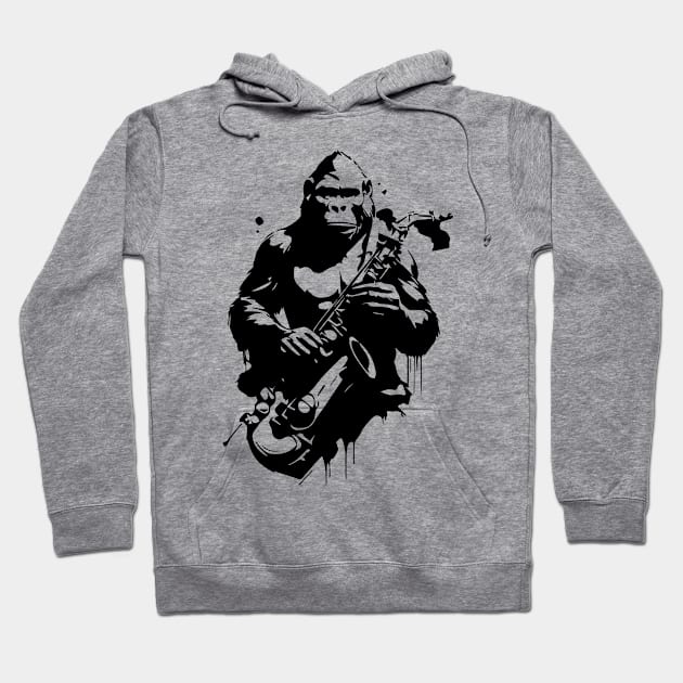 gorilla plays saxophone Hoodie by lkn